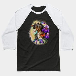 Paint Horse with Iris Flowers Baseball T-Shirt